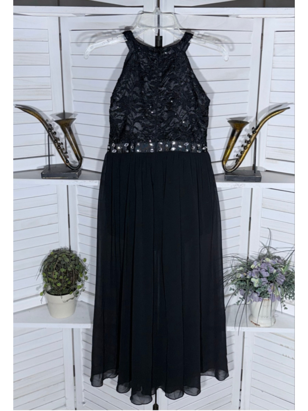 Vintage Y2K black mesh romper dress floral beaded cocktail glam homecoming XXS